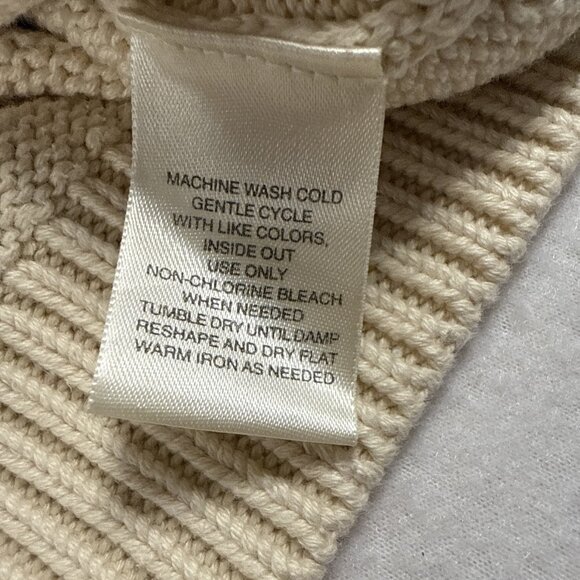 Women's Cream Knit Pullover Sweater by St. John's Bay Large V Neck - Picture 4 of 8